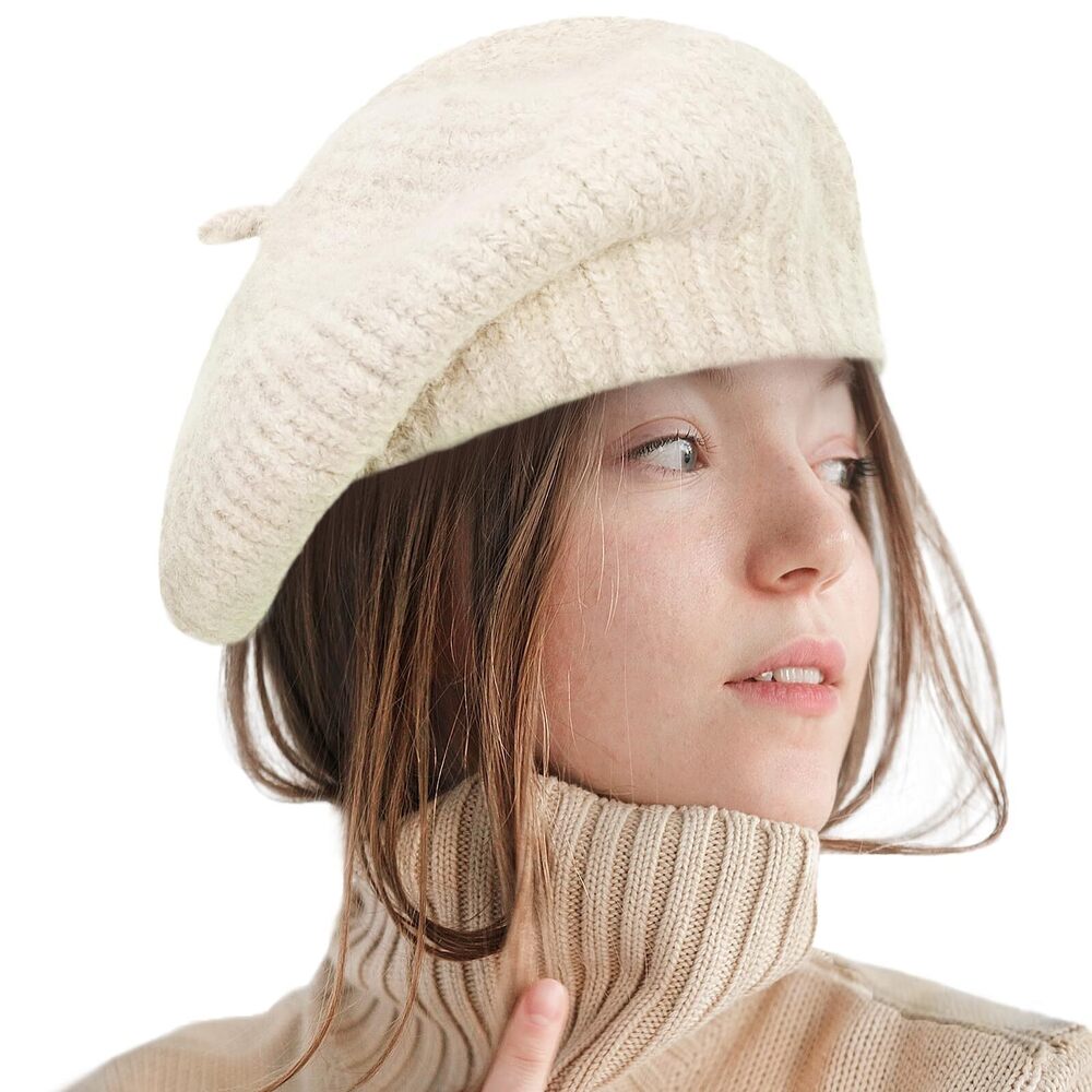 8217 Winter Beret Hat For Women Wool Blending Beanie French Style Thick